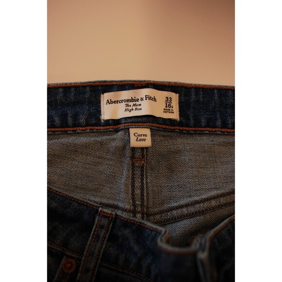 Abercrombie Fitch Womens Jeans Blue The Mom High Rise Denim Ripped Size 33/16 - Picture 12 of 13